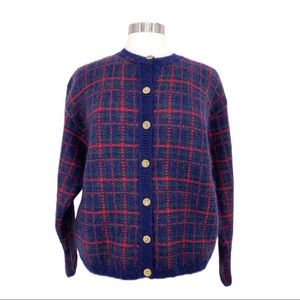 Equorian Heritage Mohair Blend Cardigan Plaid